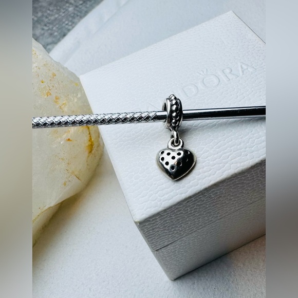 Authentic Retired Pandora Red Pave Sparkling Heart Dangle Charm S925 Ale - Picture 7 of 13